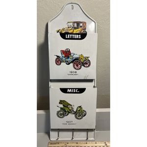 Vintage 1960s letter holder with car motifs
